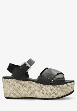 Espadrille Sandale Glattleder Schwarz