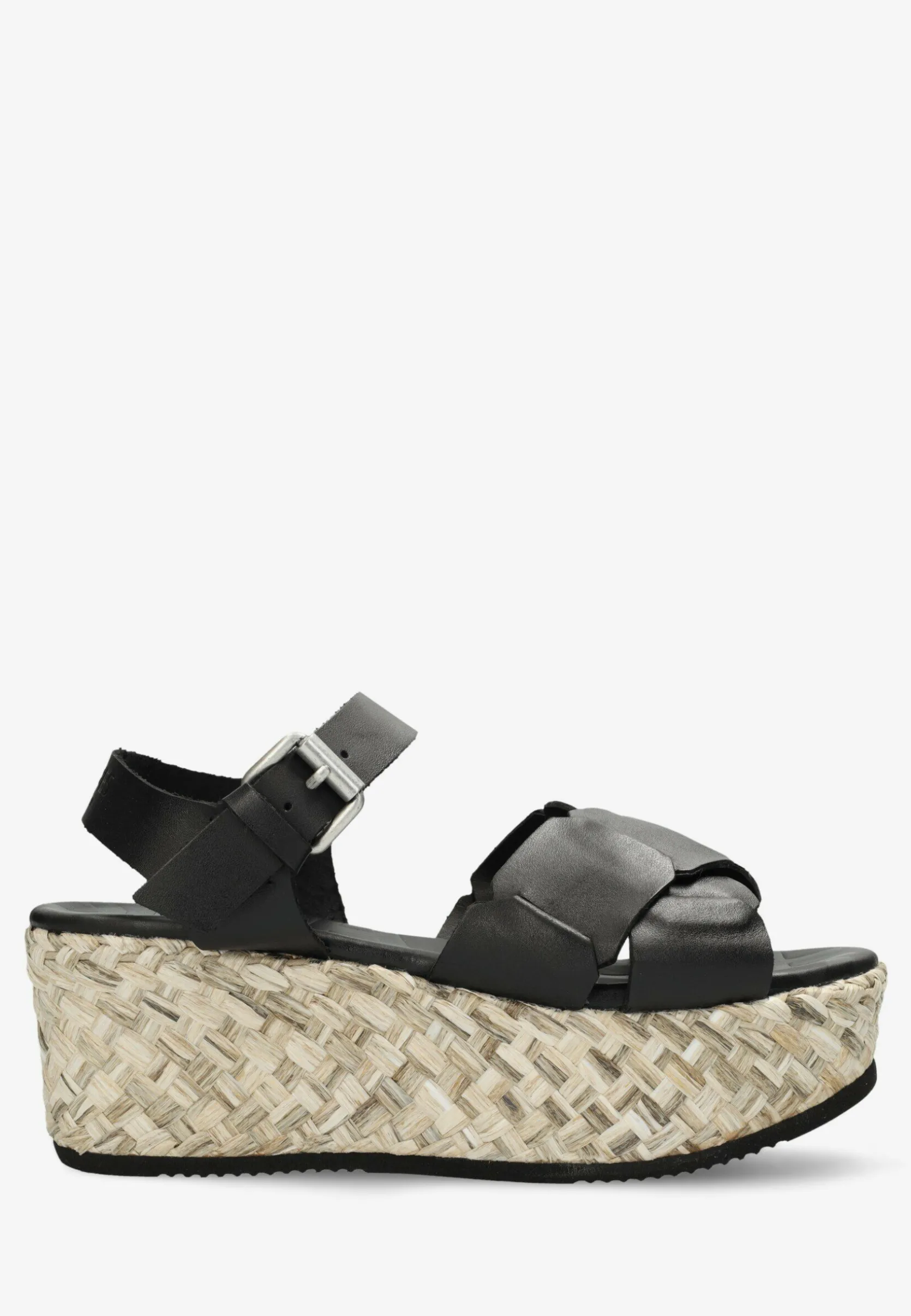 Espadrille Sandale Glattleder Schwarz