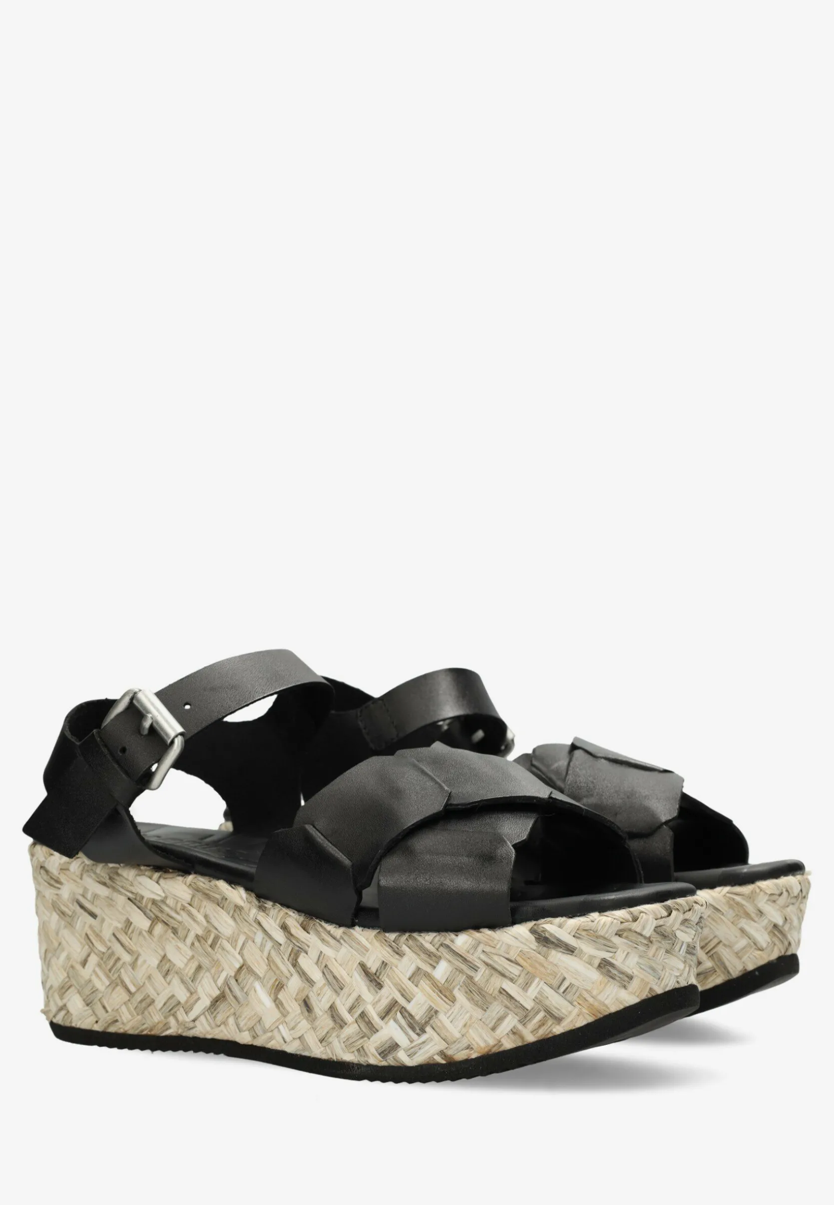 Espadrille Sandale Glattleder Schwarz