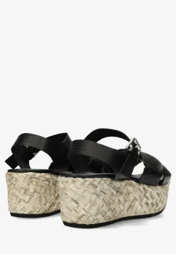 Espadrille Sandale Glattleder Schwarz