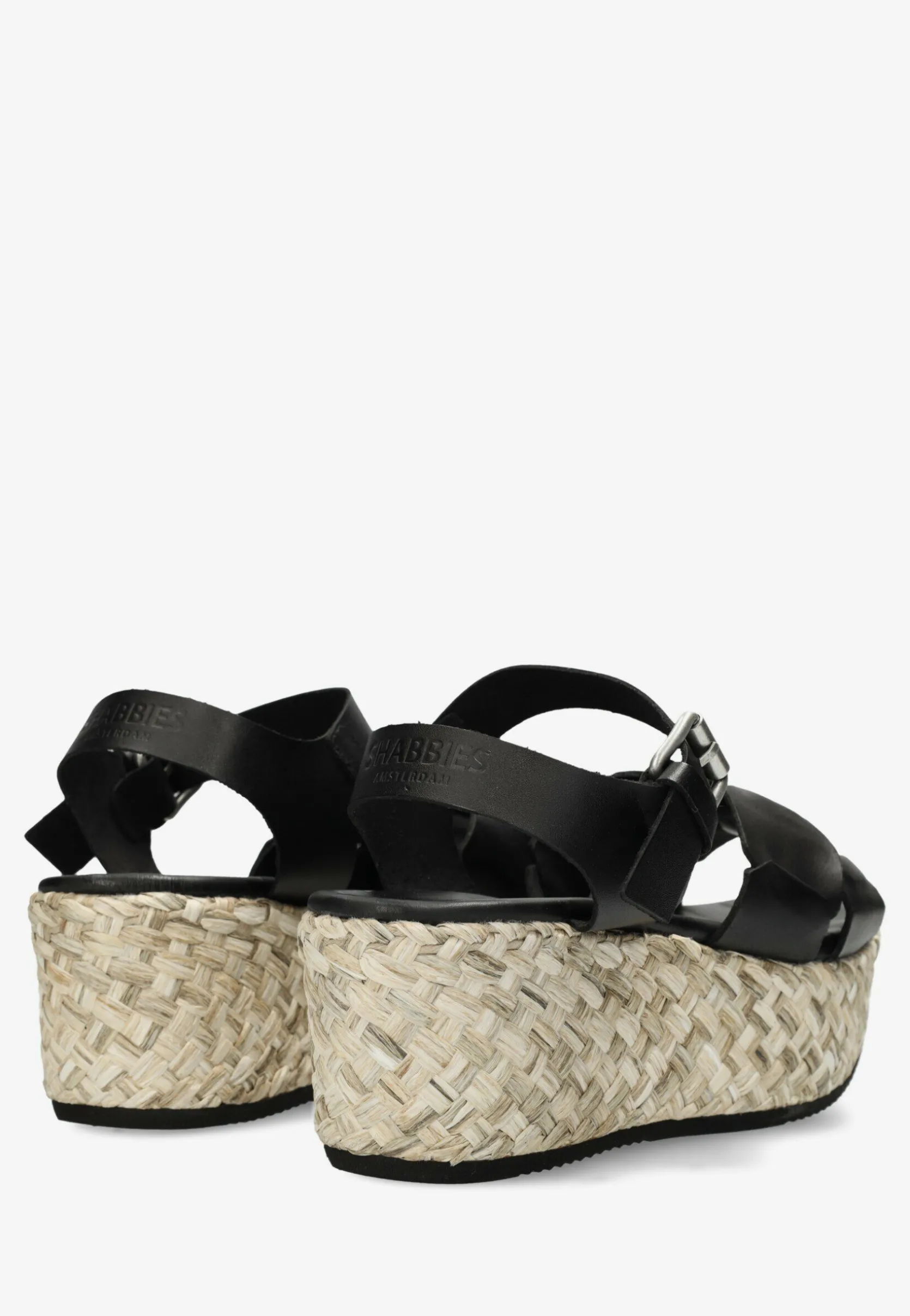 Espadrille Sandale Glattleder Schwarz
