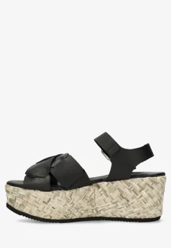 Espadrille Sandale Glattleder Schwarz