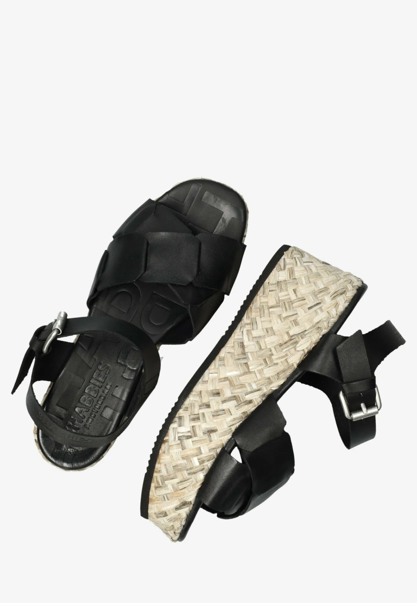 Espadrille Sandale Glattleder Schwarz