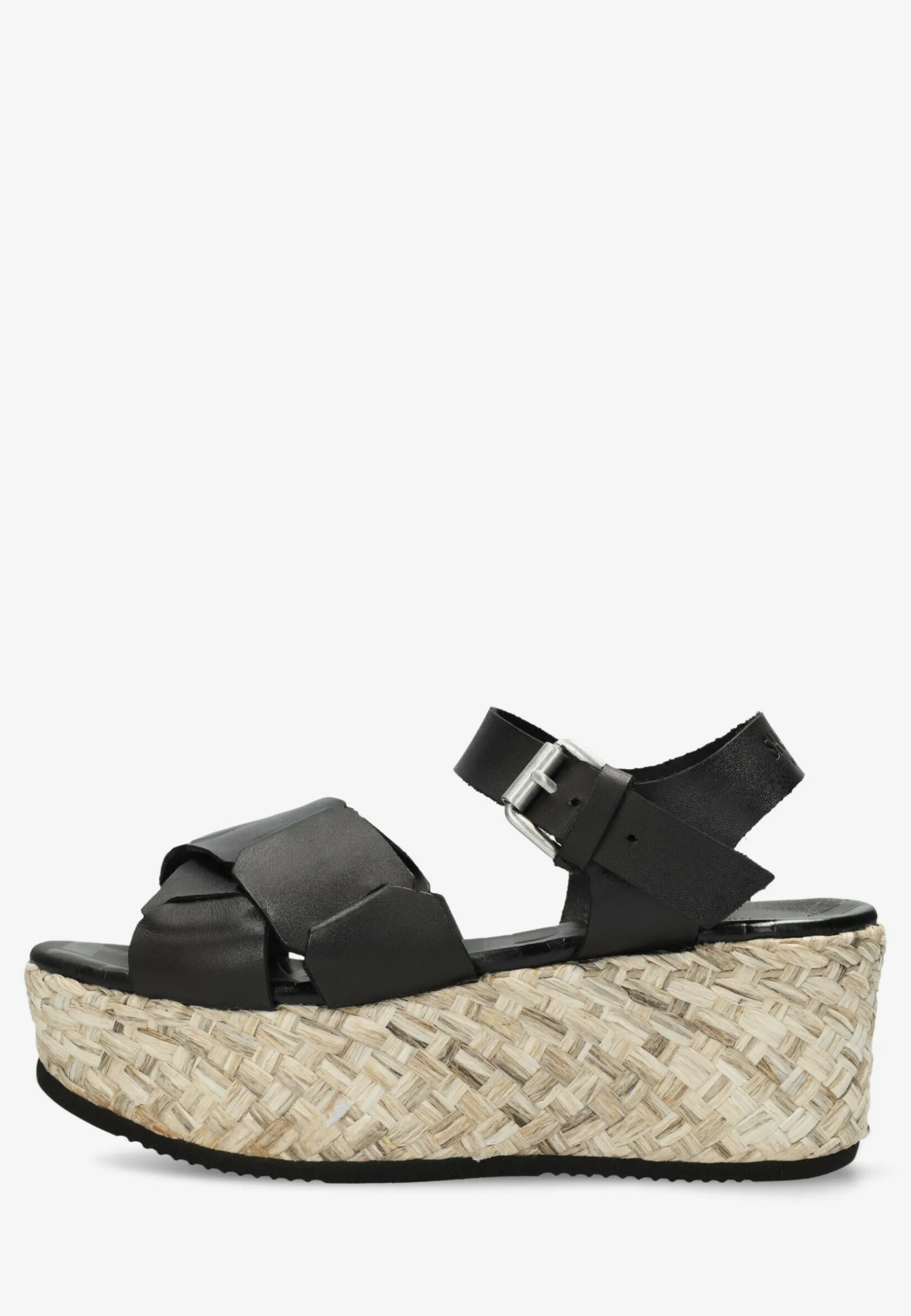 Espadrille Sandale Glattleder Schwarz