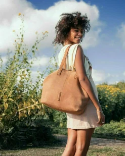 Grose Shopper Geschliffenes Leder Cognac