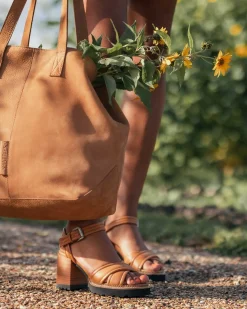 Grose Shopper Geschliffenes Leder Cognac