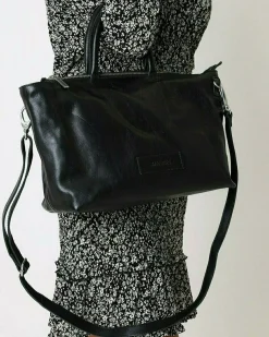 Handtasche Strukturleder Schwarz