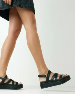 Sandale Glattleder Schwarz