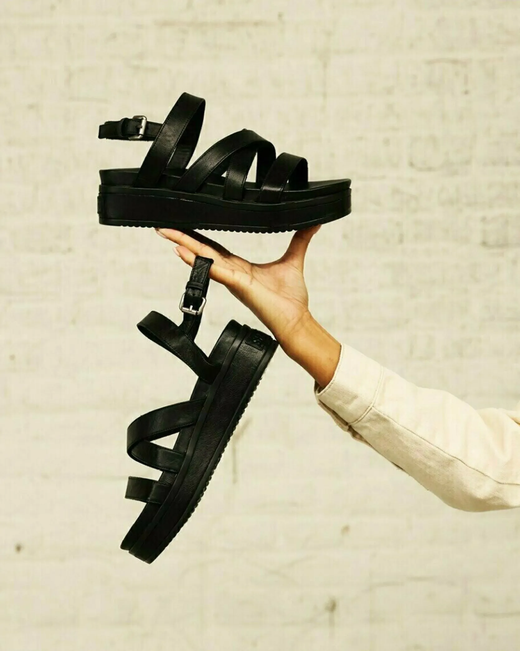 Sandale Glattleder Schwarz