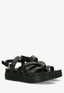 Sandale Glattleder Schwarz