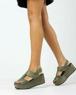 Sandale Plateau Vegetable Tanned Grun