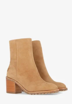 Stiefelette Mit Absatz Geschliffenes Leder Cognac