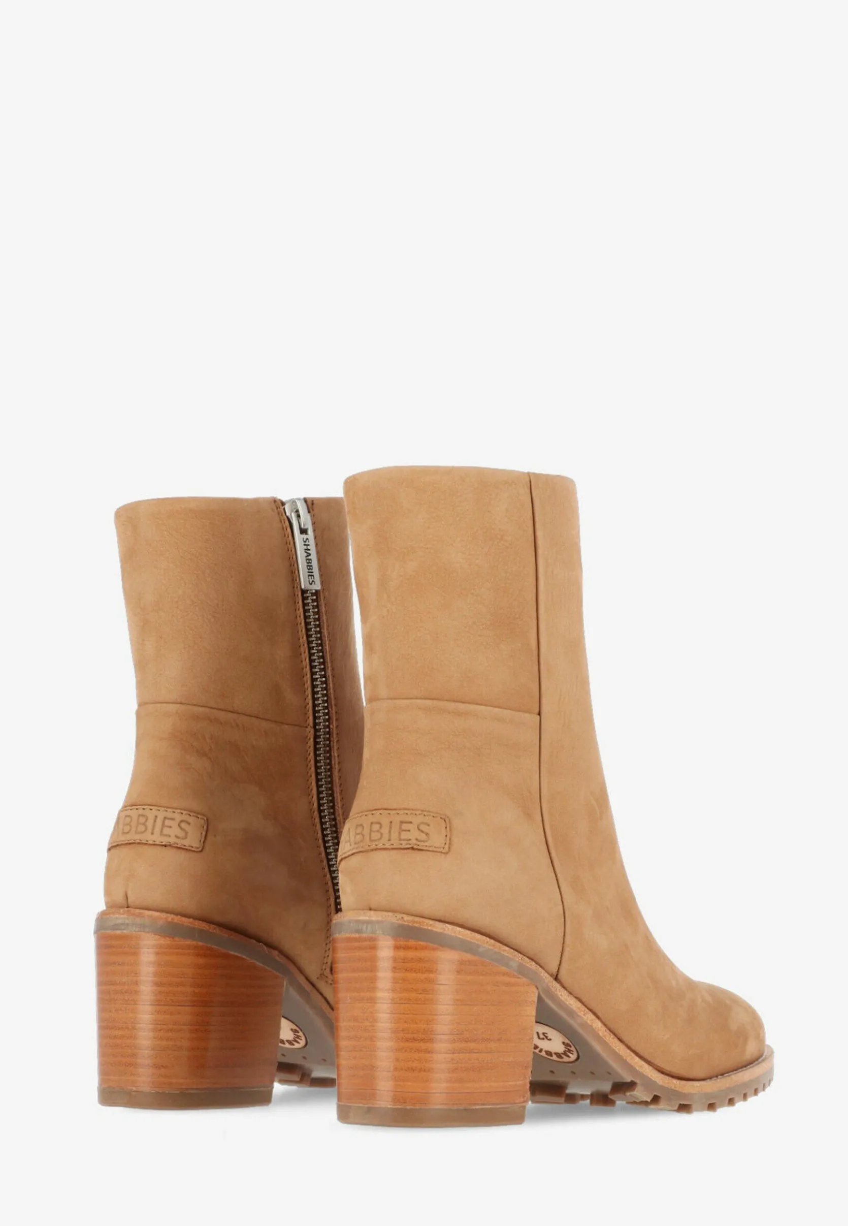 Stiefelette Mit Absatz Geschliffenes Leder Cognac