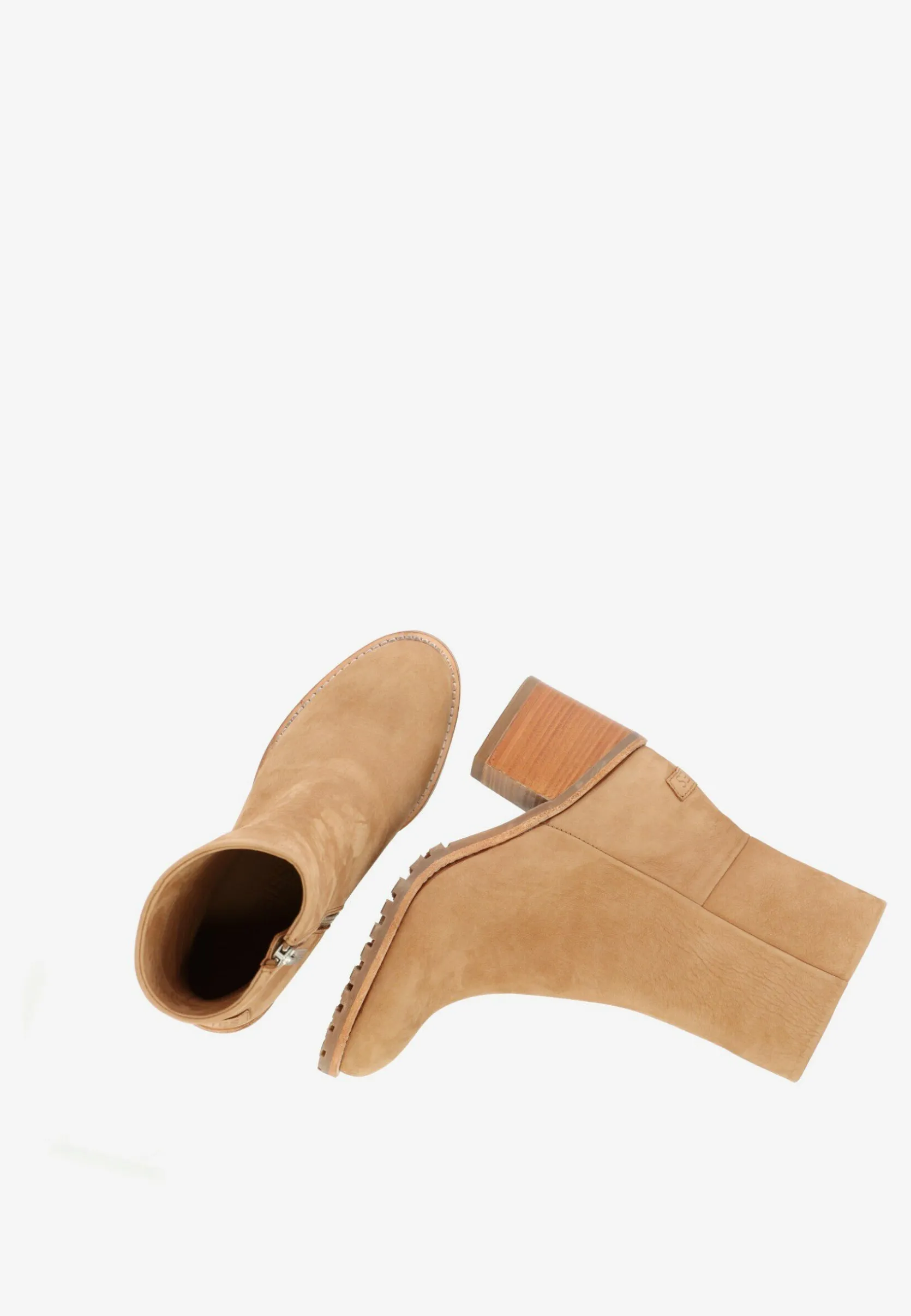 Stiefelette Mit Absatz Geschliffenes Leder Cognac