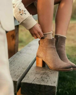 Stiefelette Mit Absatz Taupe