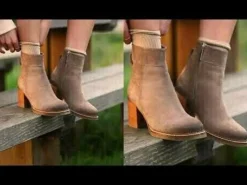 Stiefelette Mit Absatz Taupe