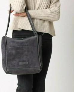 Umhangetasche Aus Gewachstes Wildleder Grau