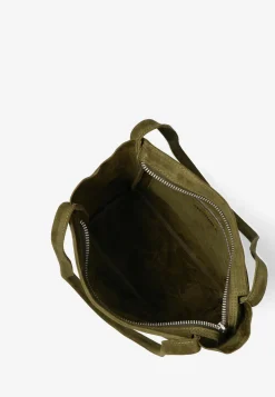 Umhangetasche Aus Gewachstes Wildleder Olivgrun
